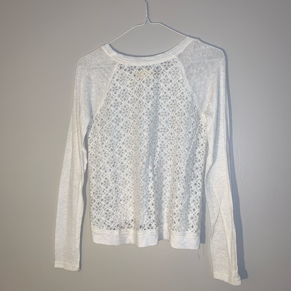 White Long Sleeve Embellished Lace Top - Picture 5 of 6